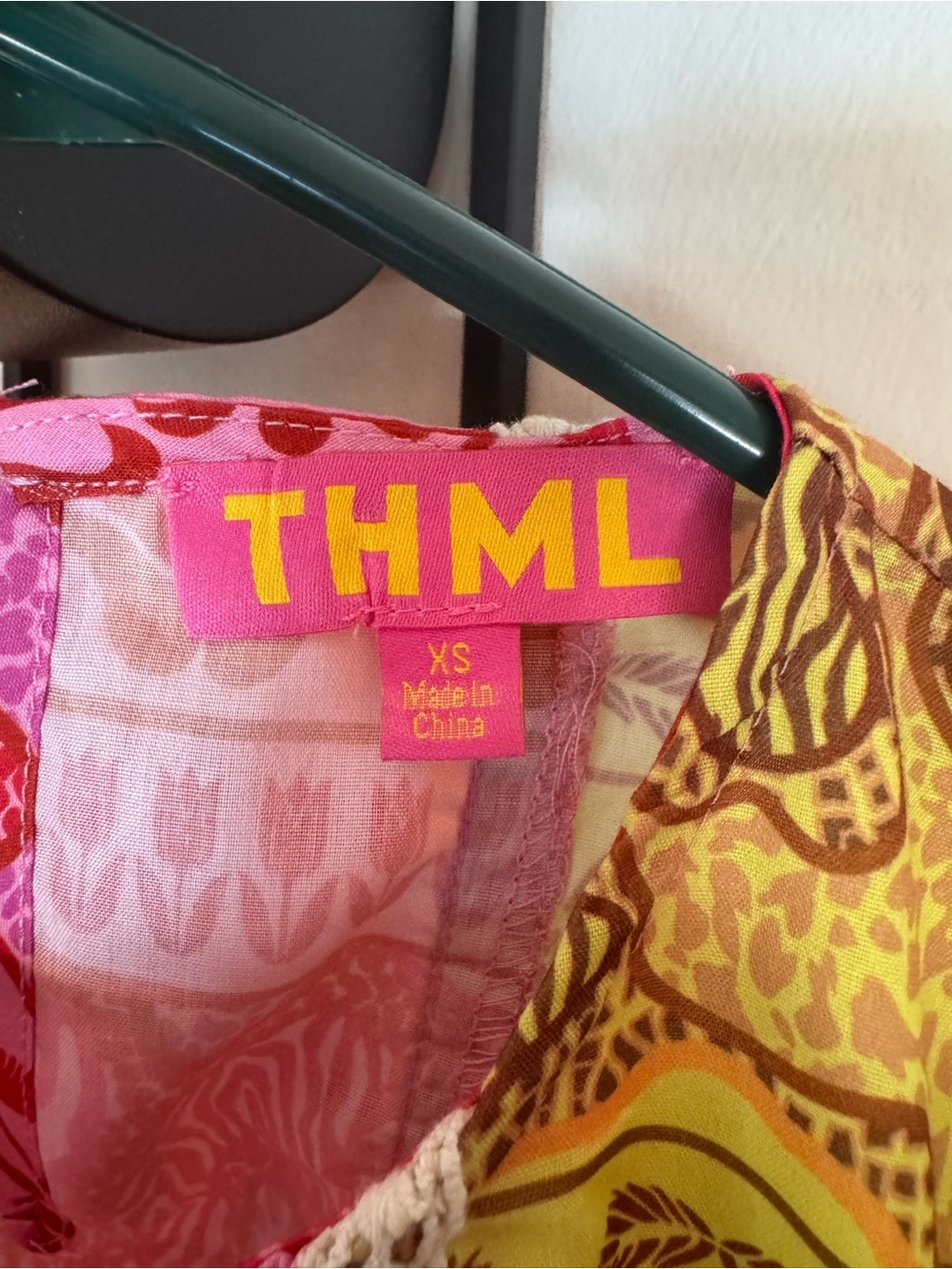 THML Pink and Yellow Printed Puff-Sleeve Blouse - Picture 2 of 3